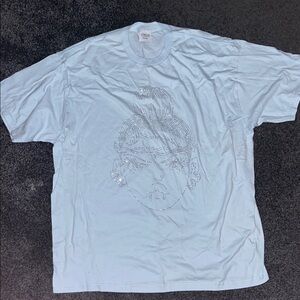 Blue Bedazzled Short Sleeve Crew Neck Tee